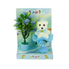 Imagen de Adorno osito pedestal y maceta floral caja mica
