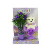 Imagen de Adorno osito pedestal y maceta floral caja mica