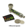 Imagen de Pipa de  metal para fumar con filtros de metal