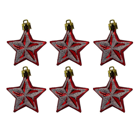 Imagen de Estrella de navidad decorada 6 unidades