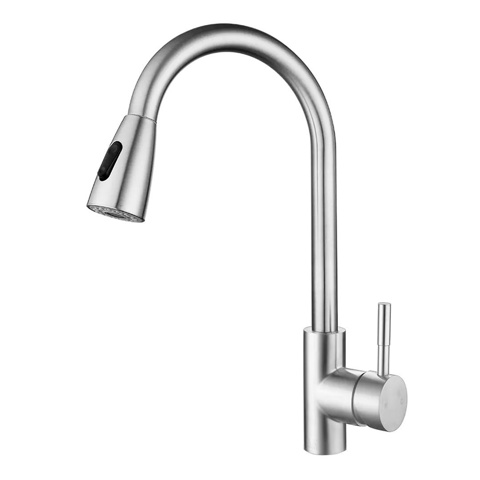 Imagen de Canilla monocomando extensible para pileta de cocina con grifo retráctil  plateado