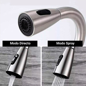 Imagen de Canilla monocomando extensible para pileta de cocina con grifo retráctil  plateado