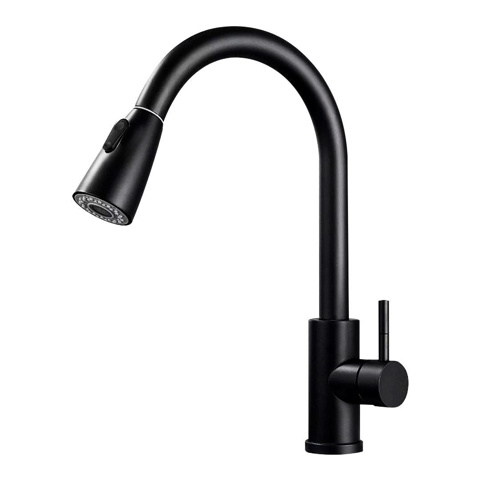 Imagen de Canilla Monocomando Extensible Para Pileta De Cocina Con Grifo Retráctil negro mate