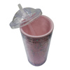 Imagen de Vaso plástico de  doble pared con tapa y brillos 500ml