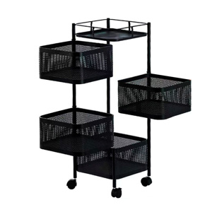 Imagen de Organizador De Cocina Giratorio cuadrado Con Ruedas 4 Estantes