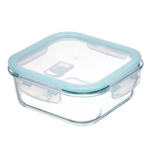 Imagen de Recipiente de vidrio cuadrado con tapa hermética color 800 ml