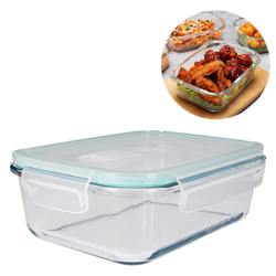 Imagen de Recipiente de vidrio rectangular con tapa hermética color 700 ml