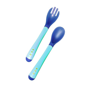Imagen de Cubiertos de bebe x 2 silicona blister 13,5 cm