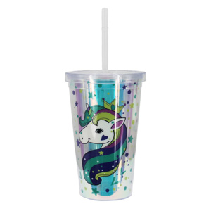 Imagen de Vaso con tapa y sorbito-unicornio-en caja