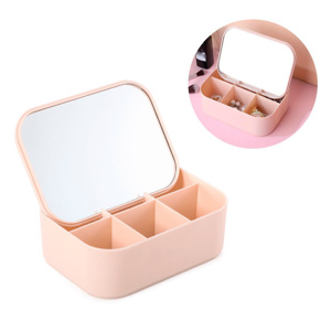 Imagen de Caja organizadora rectangular para maquillajes con espejo