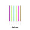 Imagen de Velas de cumpleaños finas-largas x 6pc con base blister 12cm