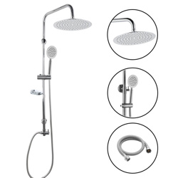 Imagen de Barra para ducha completa con duchero redondo, teléfono y jabonera