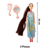 Imagen de Muñeca flaca con pelo-ropa-espejo-peine en bolsa-26x6cm.