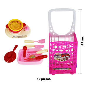 Imagen de Carro de feria con accesorios en red-44x16cm.