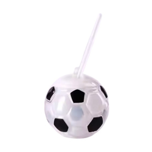 Imagen de Vaso Cotillón con Luces Led Diseño Pelota de fútbol con Sorbito
