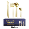 Imagen de Juego de cubiertos  Acero inoxidable color  dorado 24 piezas