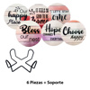 Imagen de Posavasos con leyendas - 6 piezas Incluye soporte