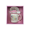 Imagen de Taza en cerámica Con plato y cuchara - Diseño Feliz Cumpleaños