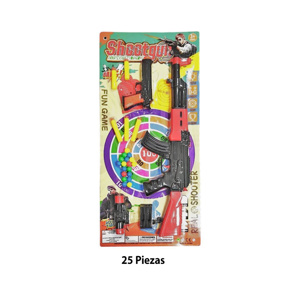 Imagen de Tiro al blanco en blister-2 armas-mira-proyectiles-51x14cm.