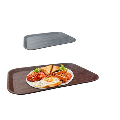 Imagen de Bandeja rectangular plastica tipo madera-41x30cm 2 colores