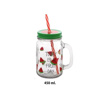 Imagen de Frasco Jarro de vidrio con tapa y sorbito - Estampado 450ml