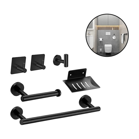Imagen de Set de accesorios de baño 6 piezas en acero inoxidable Color Negro
