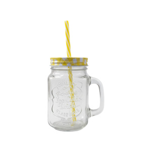 Imagen de Jarro de vidrio con asa-tapa cuadrille y sorbito- 450ml