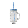 Imagen de Jarro de vidrio con asa-tapa cuadrille y sorbito- 450ml