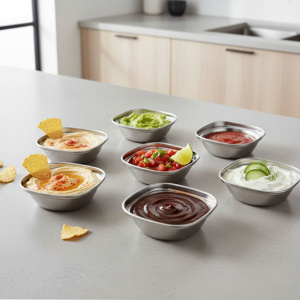 Imagen de Bowl cuadrado metalizado para salsas o dips