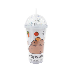 Imagen de Vaso Infantil con sorbito y tapa - Diseños Capibara 500ml