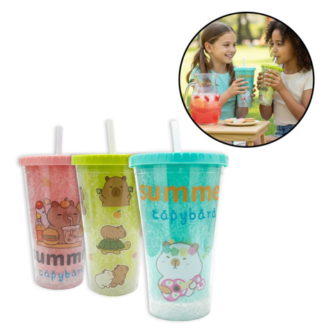 Imagen de Vaso con tapa y sorbito-450ml.- 4 diseños