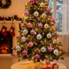 Imagen de Navidad bolas surtidas -6cm-caja por 30pc-rosa y plata