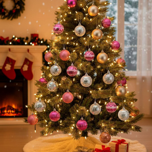 Imagen de Navidad bolas surtidas -6cm-caja por 30pc-rosa y plata