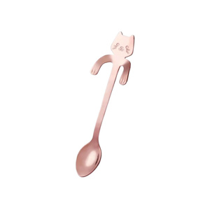 Imagen de Cuchara cucharita té o café Diseño gato para colgar en el borde de la taza - Acero Inox