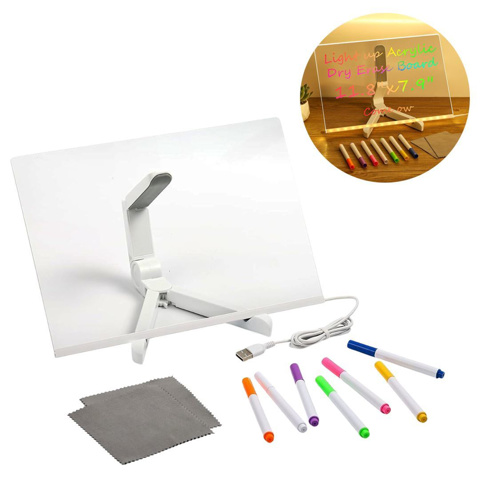 Imagen de Pizarra mágica Acrílico con luz led Usb -Incluye soporte y marcadores