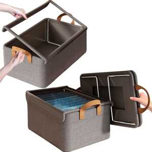 Imagen de Caja organizadora plegable de tela para almacenamiento con visor