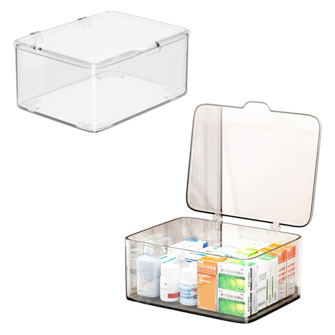 Imagen de Caja organizadora transparente con tapa - Escritorio, Cosméticos, etc