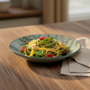 Imagen de Plato ceramica estampado hojas redondo