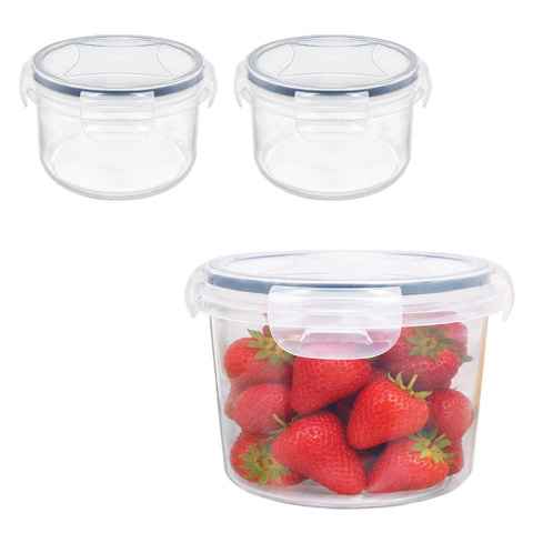 Imagen de Recipientes  Set x 3 piezas - Viandas redondas de 300ml c/u - Con tapa hermética