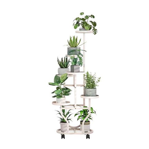 Imagen de Soporte para plantas - 6 Portamacetas + Estante inferior doble
