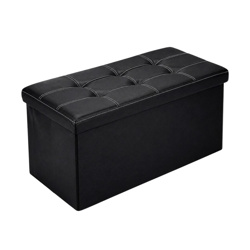 Imagen de Baul Puff Asiento Banqueta Plegable Piecera Cama Living -Color Negro